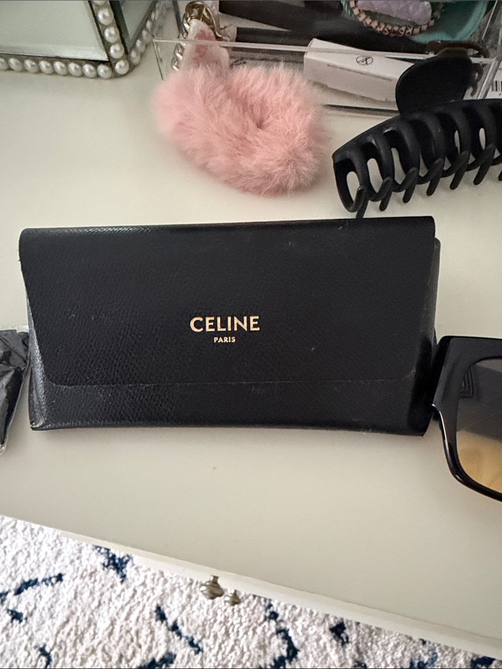 Celine Black Sunglasses with Gold Logo Case - Picture 3 of 4